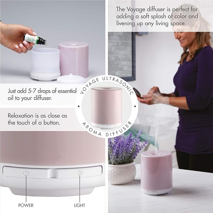 Ellia Elements Essential Oil Diffuser - Voyage Ultrasonic Aroma Diffuser, Pink