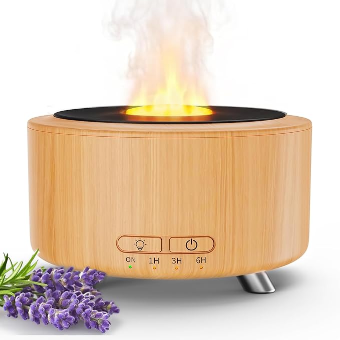 Essential Oil Diffuser for Home, 500ML Aromatherapy Diffuser Oil Machine for Office Room Yoga, Aroma Diffuser with Auto-Off Function, 9 Colors LED Night Light, Light Wood