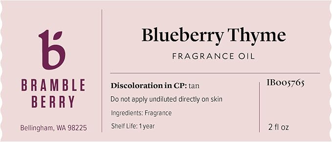 Bramble Berry Blueberry Thyme Fragrance Oil 2 oz | Sweet Herbal Scent for Soap Making, Candles, Lotion, Bath Bombs & Perfume | Skin Safe, Vegan, Paraben & Phthalate Free