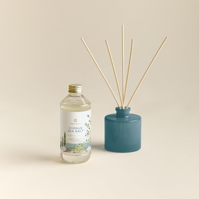 Thymes Reed Diffuser Oil Refill – Fragrance Oil for Diffuser Refill – Flameless Home Fragrance Products – Home Luxury Scents with Notes of Rosemary, Sage, & Amalfi Lemon (Cyprus Sea Salt, 7.75 fl oz)