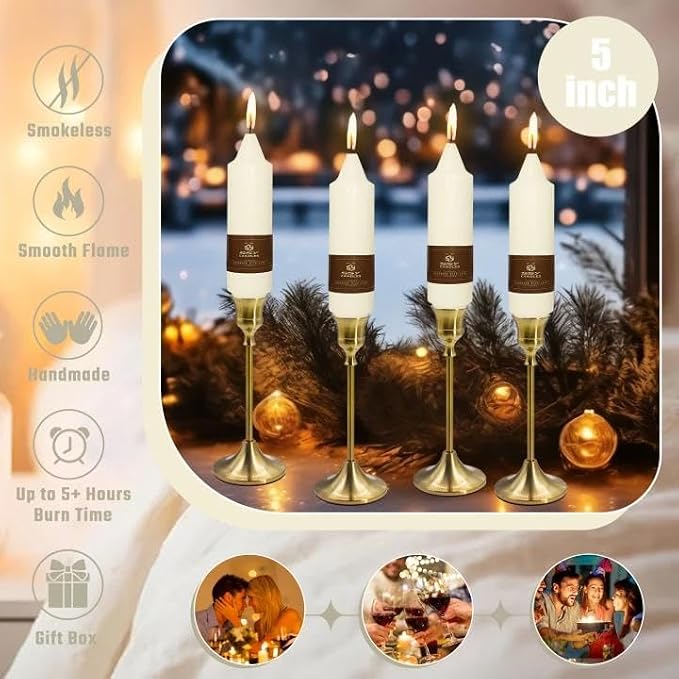 Candlesticks Short Taper Candle 5 inches Ivory Candle Sticks Smokeless Tapered Candles for Home Décor Weddings Festive Party Women Gifts