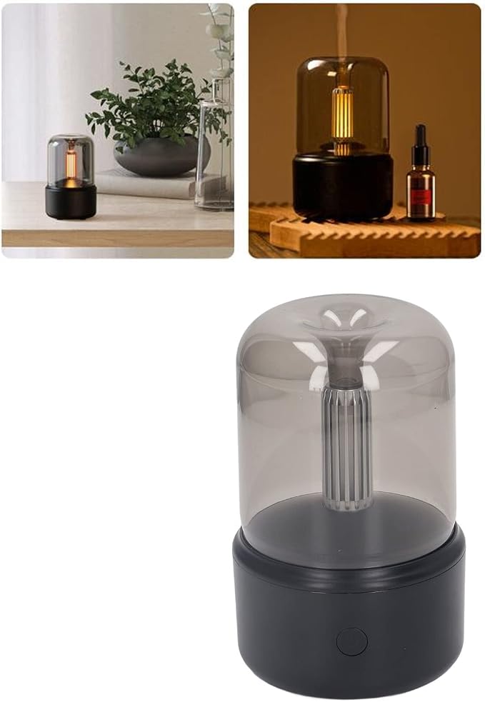 Candlelight Humidifier Low Noise Portable USB Essential Oil Diffuser Humidifier with LED Night Light 120ml