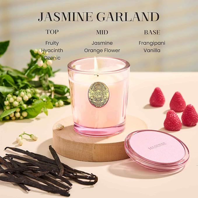 M&SENSE Natural Soy Candle | Jasmine & Pink | 9.2 oz, 50H Burn Time | Candle Gift for Her | Scented Candle for Mothers Day Gifts