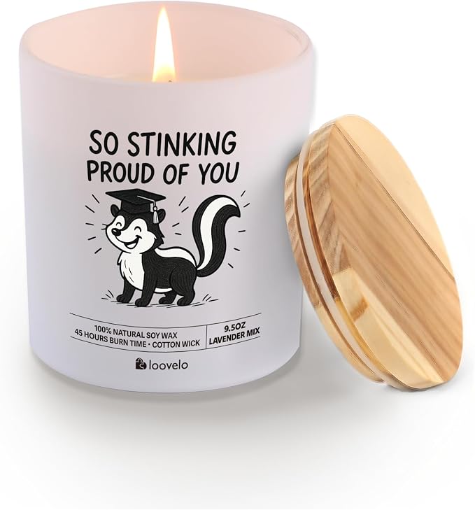 So Stinking Proud of You Graduation Gifts for Him Her College Masteral High School Students PhD Congratulations Gifts Scented Candle Home Office Jar Candles Sage Lavender Scent Soy Wax 9.5 oz