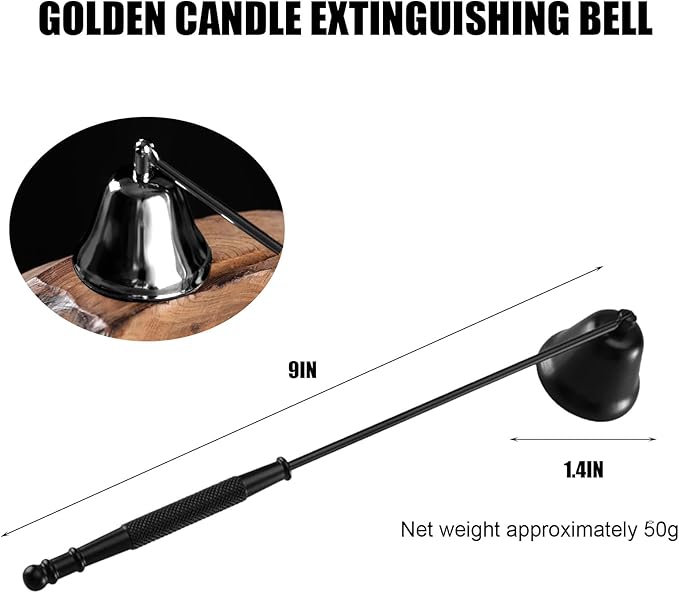 Candle Snuffer, Candle Snuffers Wick Snuffer, Candle Accessory, Extinguish Candle Flame Safely with Long Handle Putting Out Fire, Candle Extinguisher Tool (Black)