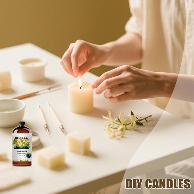 Honeysuckle Essential Oil, Honeysuckle Oil 16 Fl Oz 480ML for Diffuser Humidifier Yoga Cleaning DIY Candle Soap Making MUMAZYL Essential Oils
