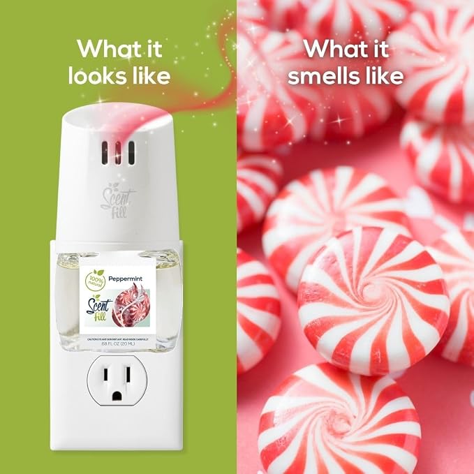 Scent Fill 100% Natural Peppermint Plug in Air Freshener, 4 Scented Oil Refills