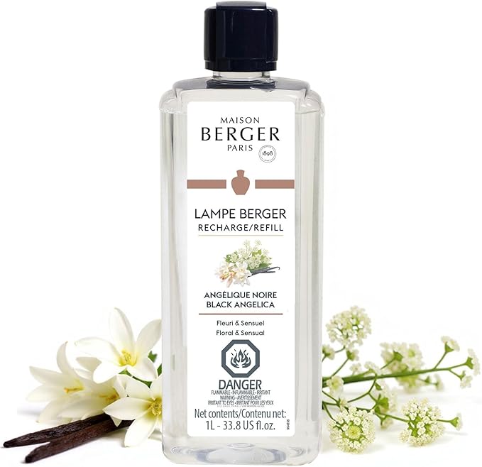 MAISON BERGER Lampe Berger Refill, 1 L, Black Angelica | Catalytic Lamp Fragrance Refill, Helps Neutralize Odors, ~160 h Fragrance Diffusion, Made in France