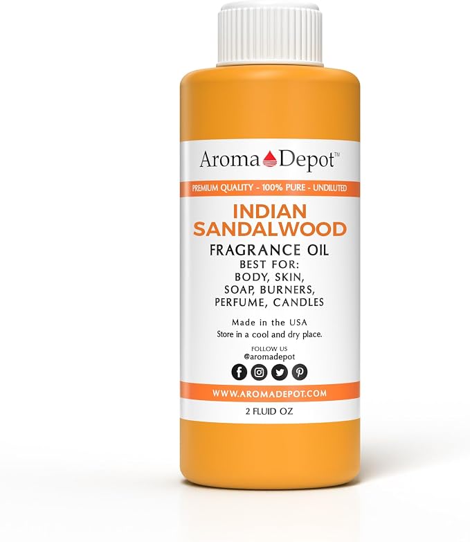 Aroma Depot Indian Sandalwood Perfume/Body Oil (7 Sizes) Our Interpretation, Premium Quality Uncut Fragrance Oil (2 Ounce Plastic Bottle (60ml))