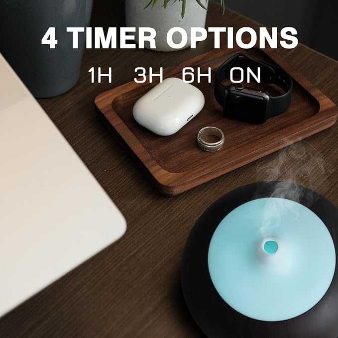 550ml Large Capacity Essential Oil Diffuser with 6 Essential Oil Set, Aromatherapy Ultrasonic Air Humidifier with Timer Setting, 7 Color LED Night Light and Waterless Auto-Off Functions for Home, Spa