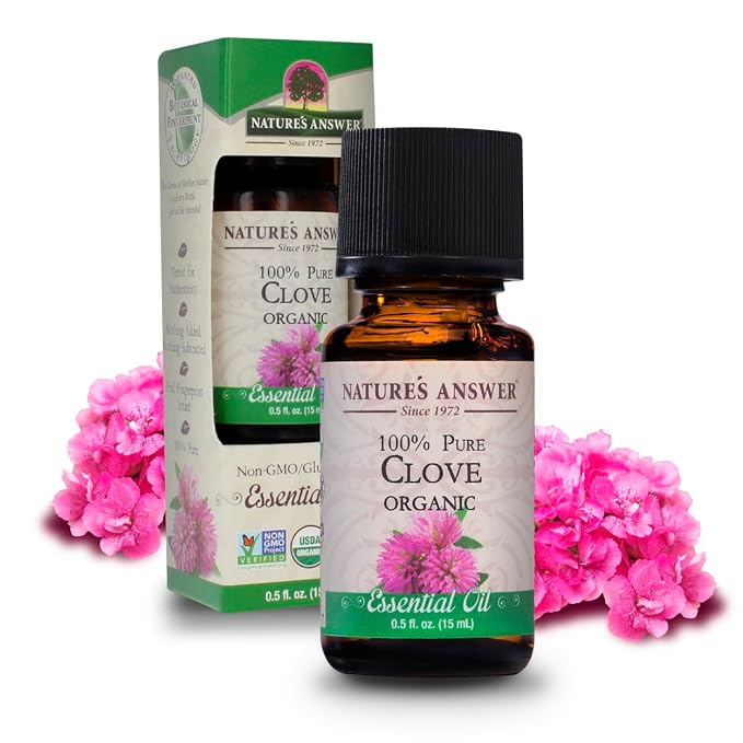 Nature’s Answer USDA Organic Clove Essential Oil, 100% Pure | Natural Aromatherapy Oil for Diffuser/Humidifier, Steam Distilled 0.5 fl oz. (15ml) | Made in USA