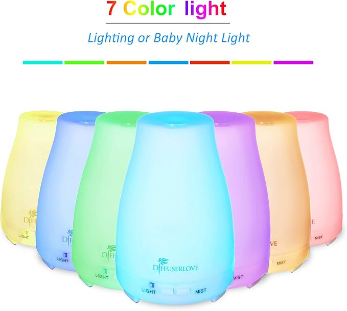 Diffuserlove Diffuser 2 Pack Essential Oil Diffuser 200ML Remote Control Ultrasonic Aromatherapy Diffuser Mist Humidifiers for Bedroom Office Yoga
