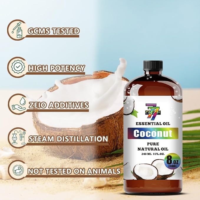 Coconut Essential Oil, Coconut Oils, for Diffuser, DIY Candles, Soap, Humidifier, Home, Gift, Essential Oil, GV77ZF Coconut Fragrance Oil - 8 fl oz (240 ml)