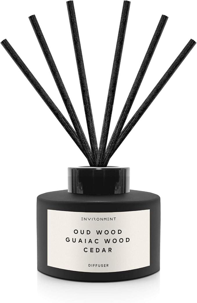 ENVIRONMENT Inspired by Designer TF Oud W0od Reed Diffuser, 200ml Luxury Scented Aromatherapy (Oud Wood | Guaiac Wood | Cedar) Reed Diffusers for Home, Diffusing Oil Fragrance, Home Fragrance Products