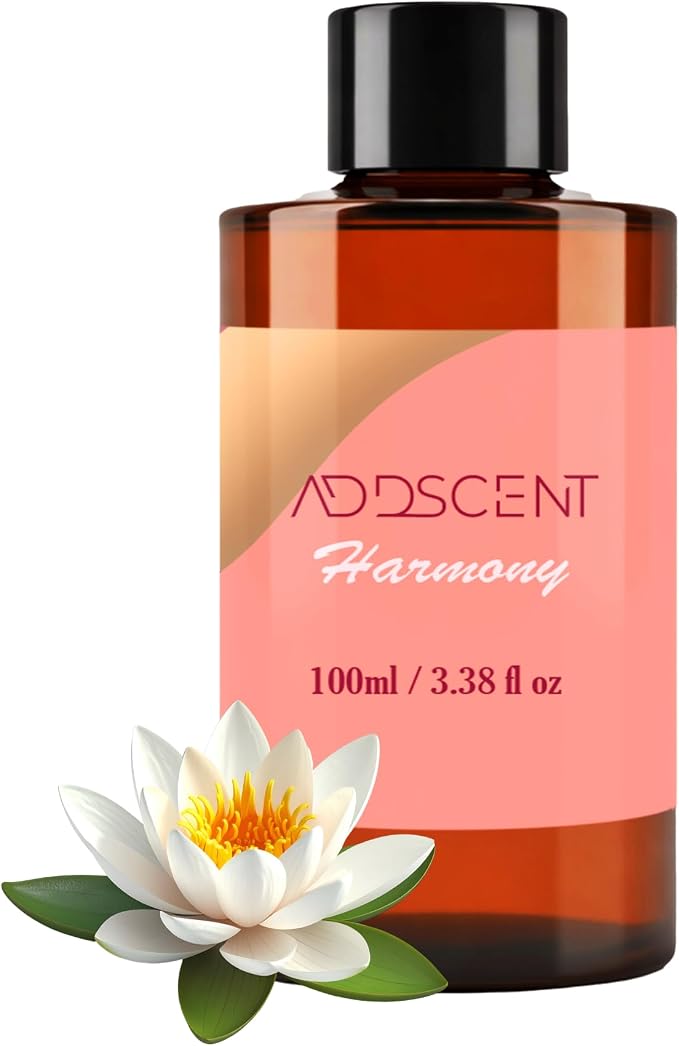 Harmony Fragrance Oil 100ml for Diffuser, Soothing Floral and Citrus Aroma for Bedroom Living Office Spa, Layered Notes of Orange Flower, Jasmine, Rose & Patchouli for Warm Peaceful Ambiance