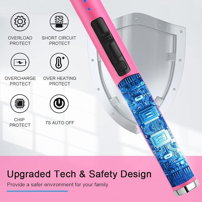 SUPRUS Fluorescent Lighter Glows in The Dark USB Lighter Rechargeable Windproof Pocket Size for Candle Cooking BBQ in Party (Pink)