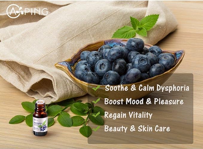 Blueberry Essential Oil - 100% Pure Organic Natural Plant (Cyanococcus) Blueberry Oil for Diffuser, Aroma, Spa, Massage, Yoga, Perfume, 0.33oz