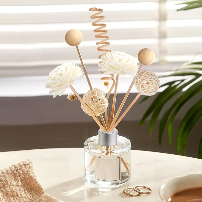 Reed Diffuser Stick,WUTAOBON 10Pcs 10Inch Natural Rattan Flower Reed Fragrance Diffuser Set, Fragrance Diffuser Replacement Rattan Sticks Home Decor (Primary Color)