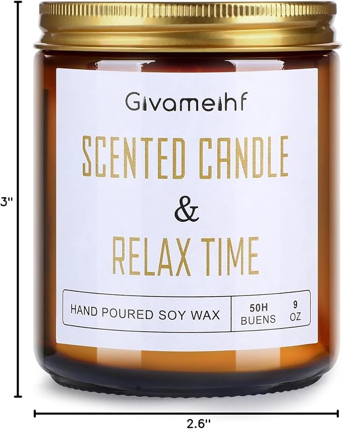 GIVAMEIHF Lavender Scented Candle 9 oz, Fall Candles,Natural Soy Wax Candles, Autumn Gifts Set for Women,Jar Scented Candle with up to 50 Hour Burn Time, Relaxing Home Fragrance for Home
