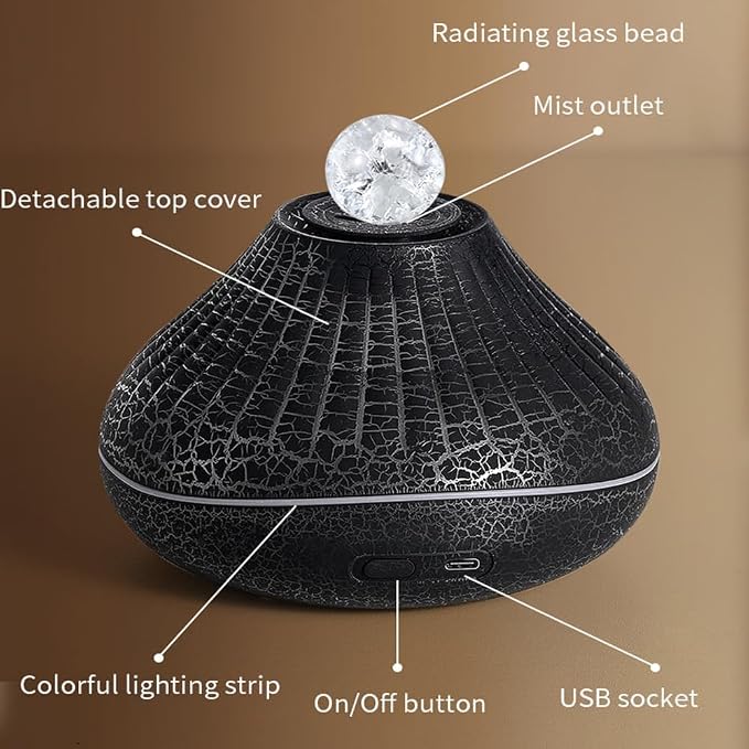 Auto Shut-Off Waterless Protection Smart Flame Essential Oil Diffuser with Colorful Light