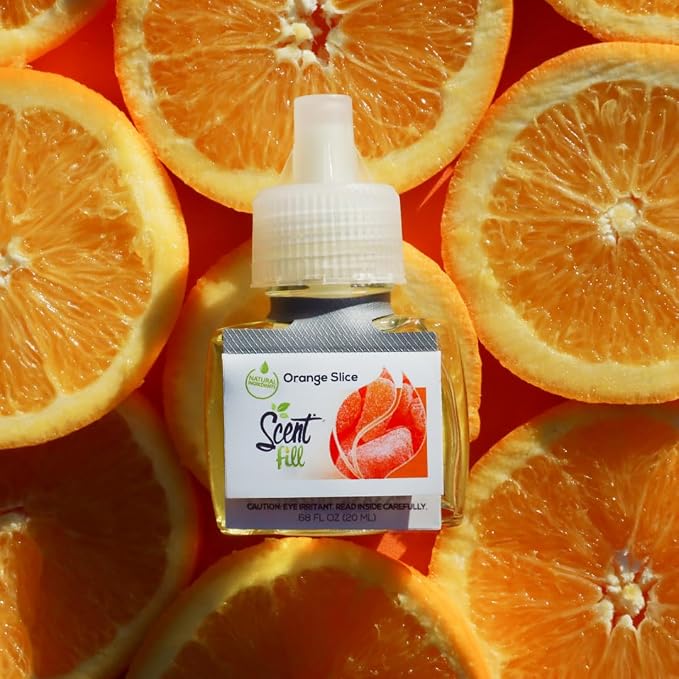Scent Fill Orange Slice Plug in Air Freshener, Scented Oil Refills, 2 Refills + Diffuser