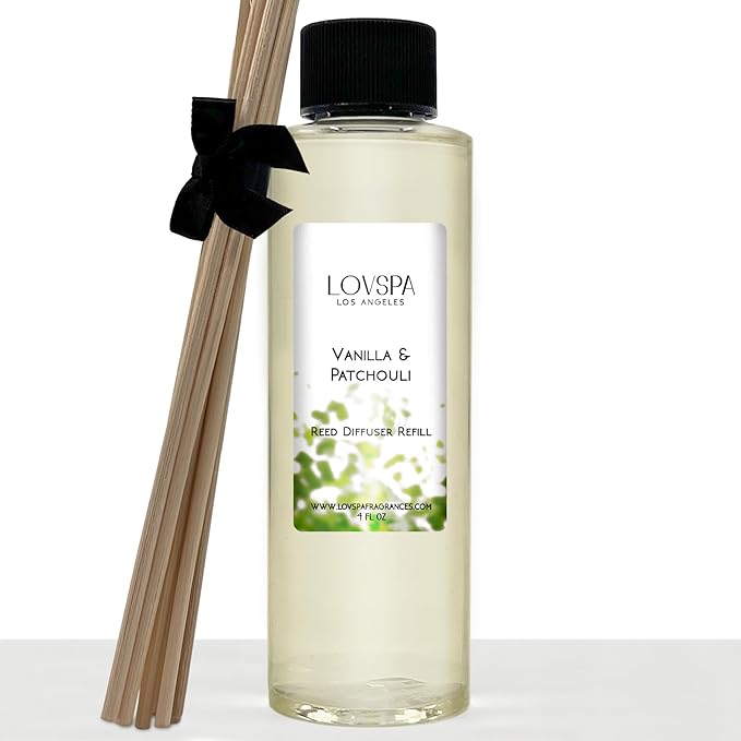 Vanilla & Patchouli Diffuser Oil - Luxury Essential Oils for Diffuser Refill & Air Freshener Room Spray - Long-Lasting & Natural Home Fragrance, Scented Oil for Diffusers, USA Made, 4oz