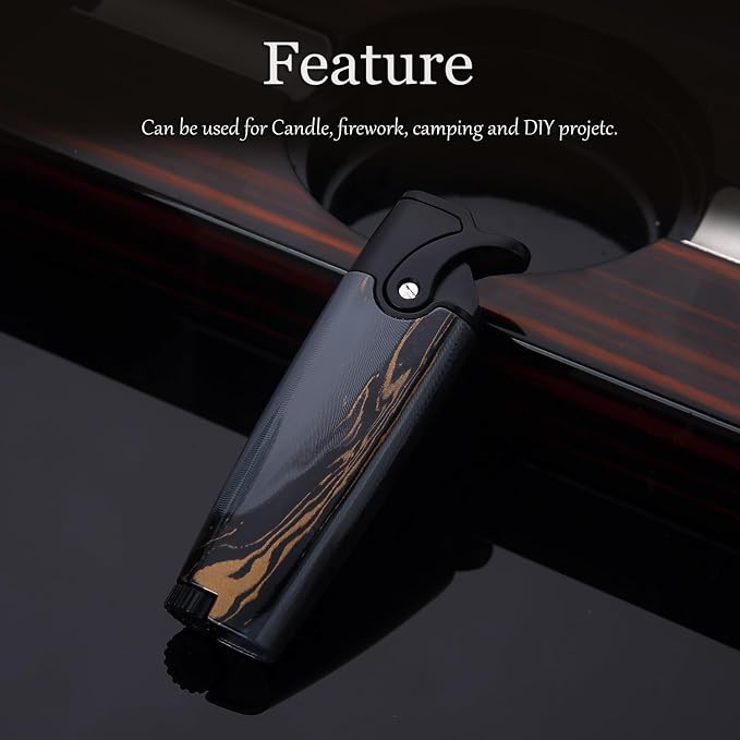 HONEST Butane Torch Lighters Pocket Lighter Adjustable and Refillable Gas Lighter for Candle Kitchen Fireplace Fireworks Without Gas (Black Marble)