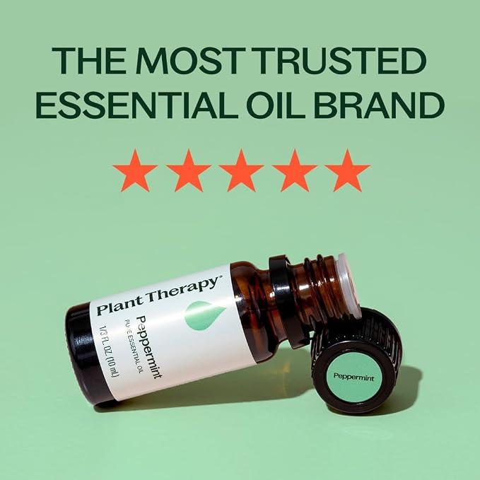 Plant Therapy Peppermint Essential Oil 10 mL (1/3 oz) 100% Pure, Undiluted, Natural Aromatherapy for Diffuser & Topical Use, Digestion, Respiratory, & Massage, Peppermint Oil for Skin & Hair