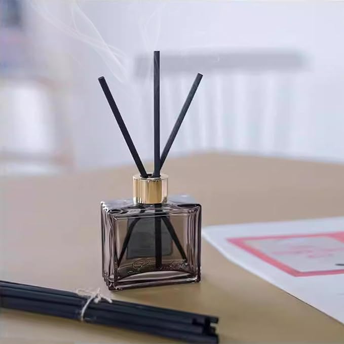 HOSSIAN Reed Diffuser Sticks, Natural Rattan Wood Sticks Essential Oil Aroma Diffuser Sticks Refill Replacement for Aroma Fragrance (Black Fibre7.87Inch*3.5mm 100PCS)