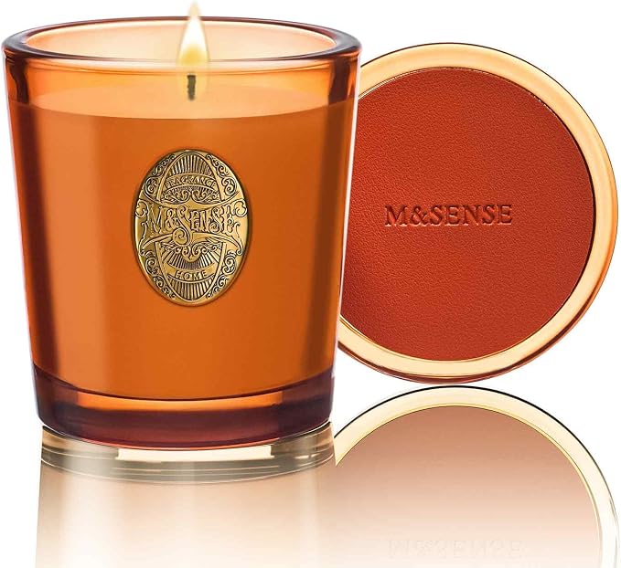 M&SENSE Natural Soy Candle | Noir Air& Neon Orange | 9.2 oz, 50H Burn Time | Luxury Scented Candle for Relaxation, Gifting, Home Décor | Ideal for Bedroom, Office, Party Ambiance