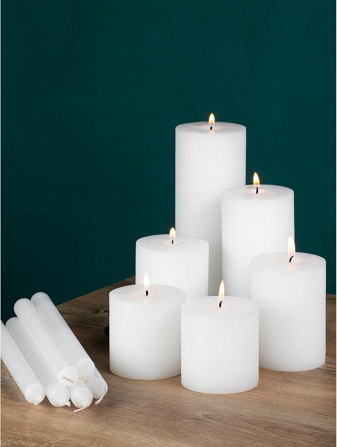 CANDWAX White Taper Candles Pack of 4 - Slow Burning Dripless Unscented Straight Candles 12 inch - Ideal for Dinner Table - Smokeless Long Candlesticks