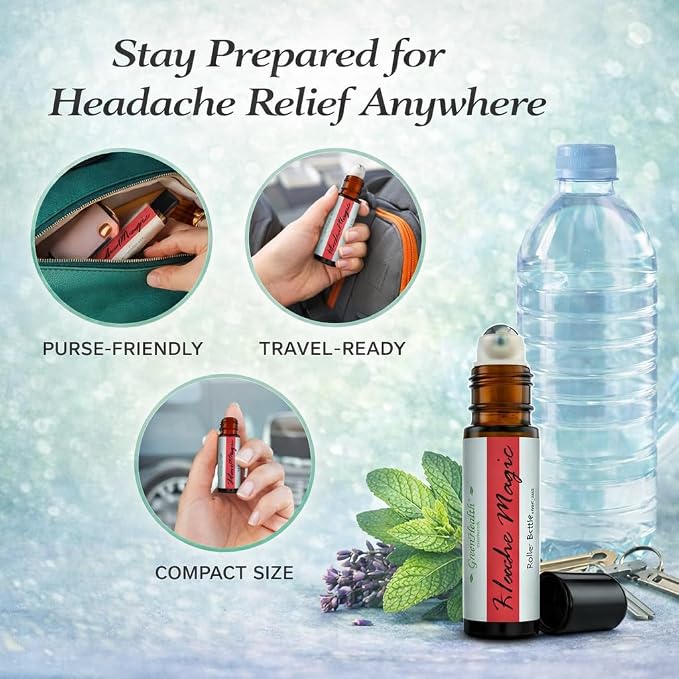 GreenHealth- Pre-Diluted Essential Oil Roll-On - Headache Magic 10 ml Roll On - Ready-to-Use