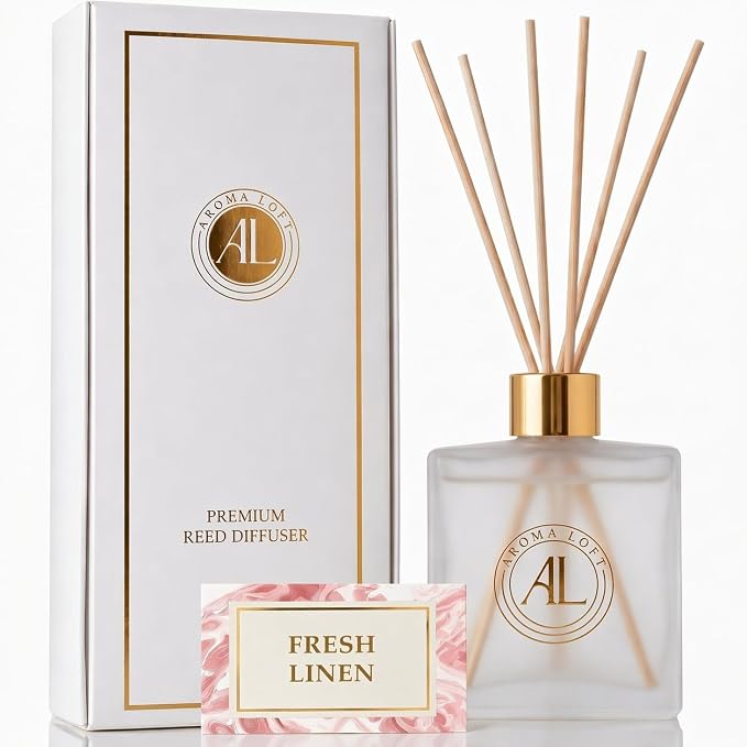 Frosted Reed Diffusers for Home | Premium Fragrance Diffuser | Frosted Diffuser Sticks in Oil Set with Fresh Linen Scent | Smell Good Stuff | Long-Lasting Oil for Bathroom & Office (5 oz)