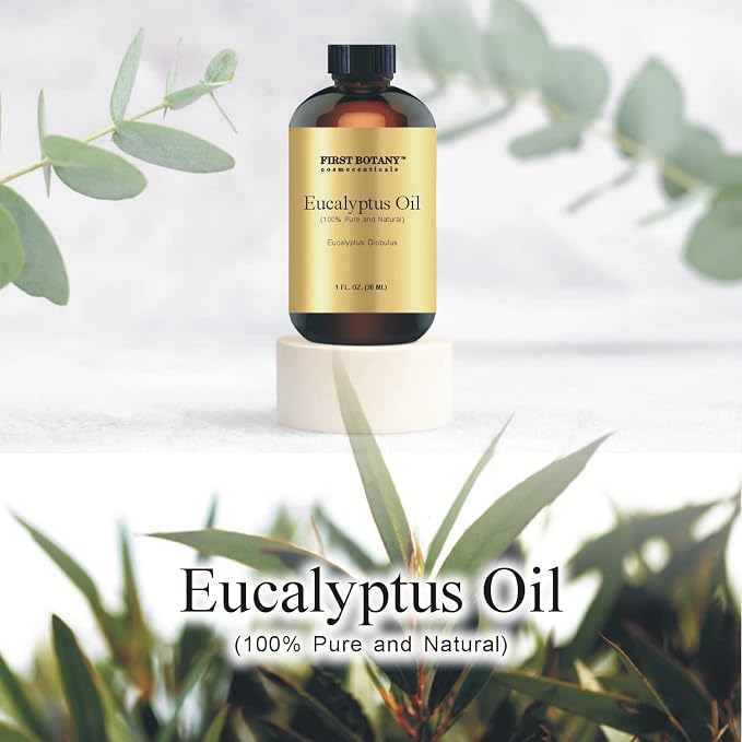 First Botany, 100% Pure Eucalyptus Oil - Premium Eucalyptus Essential Oil for Aromatherapy, Massage, Topical & Household Uses - 1 fl oz