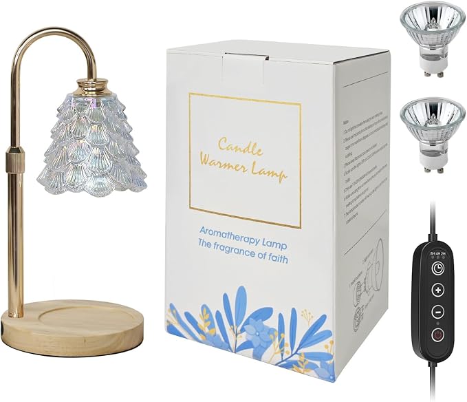 GEEZO Fragrance Candle Warmer Lamp，Electric Candle Warmer with Timer & Dimmer，Mom Christmas Birthday Gifts for Women, House Warming Gifts New Home Bedroom Decor