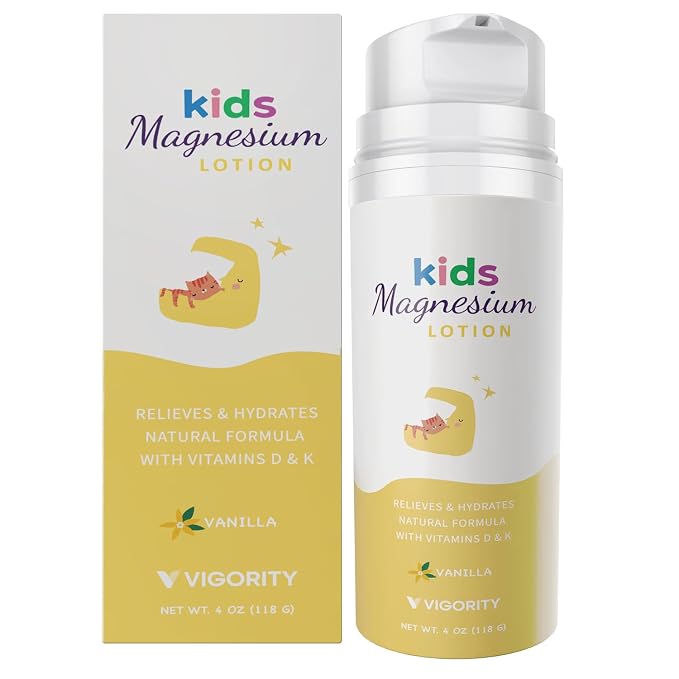 Vigority Magnesium Lotion for Kids & Babies Sleep - Bedtime Body Cream with Vanilla, Multi Vitamins & Botanical Extracts – Soothing Topical Magnesium for Relaxation, Calming & Soothing Relief