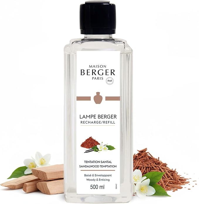 MAISON BERGER Lampe Berger Refill, 500 ml, Sandalwood Temptation | Catalytic Lamp Fragrance Refill, Helps Neutralize Odors, ~80 h Fragrance Diffusion, Made in France