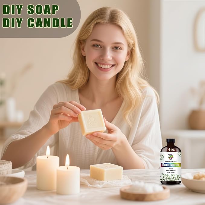 Eucalyptus Essential Oil, Eucalyptus Oils, for Diffuser, Humidifier, Shower, DIY Candles, Soap, Cleaning, Home, Gift, Essential Oil, GV77ZF Eucalyptus Fragrance Oil - 4 fl oz (120 ml)