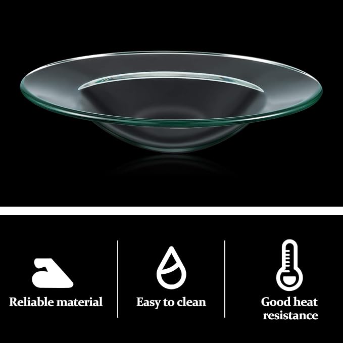 Patelai 4 Pcs 4.5 Inches Replacement Oil Warmer Dish Round Glass Dish Wax Melt Candle Warmer Bowl Plate Lid Tray for Aroma Lamp Electric Lamps Oil and Tart