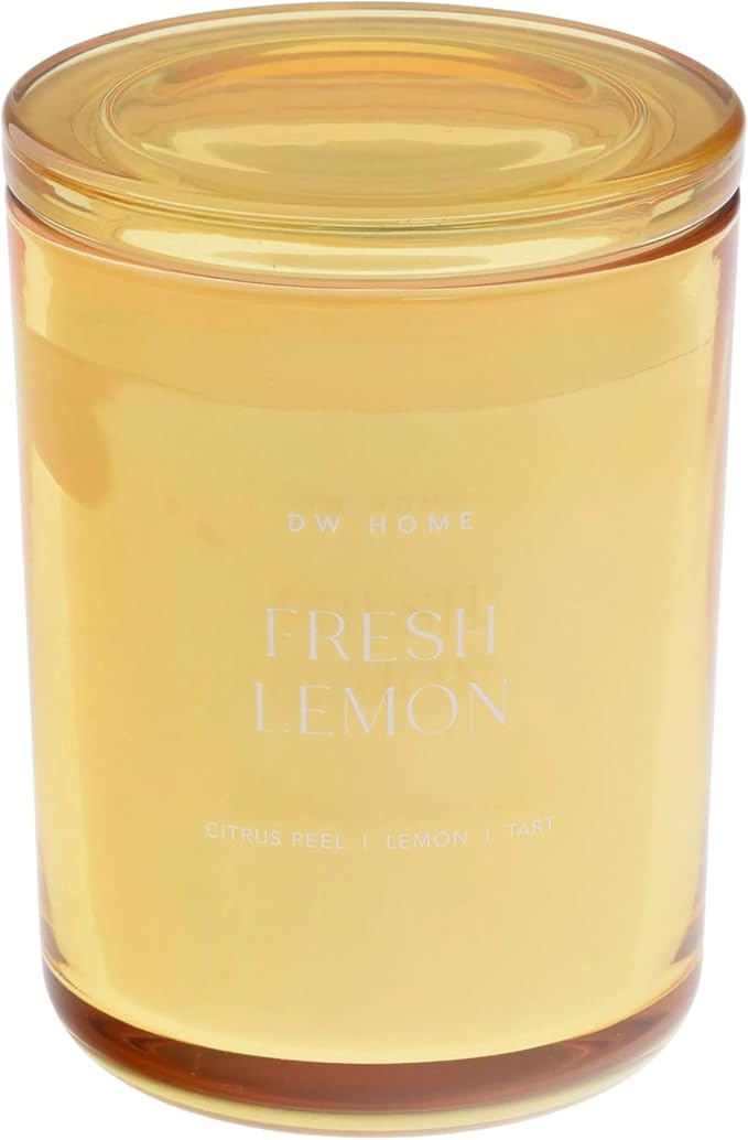 DW Home Fresh Lemon Scented Candles, 15 oz Double Wick Large Jar, Up to 56 Hour Burn Time, Strong Long Lasting Bright Citrus Fragrance, Perfect for Home & Housewarming Gifts
