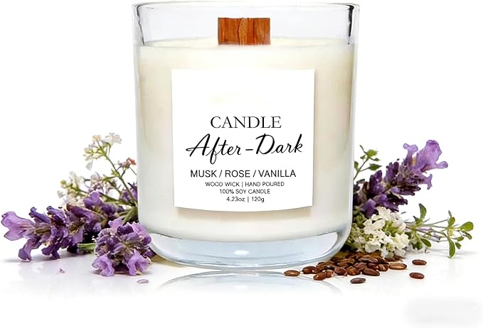 Lavender Rose & Sandalwood Scented Candles – Long-Burning Hand-Poured Natural Soy Wax Candle for Yoga, Meditation, Stress Relief & Sleep Aid | Date Night, Valentine’s Day & Home Decor & Gift