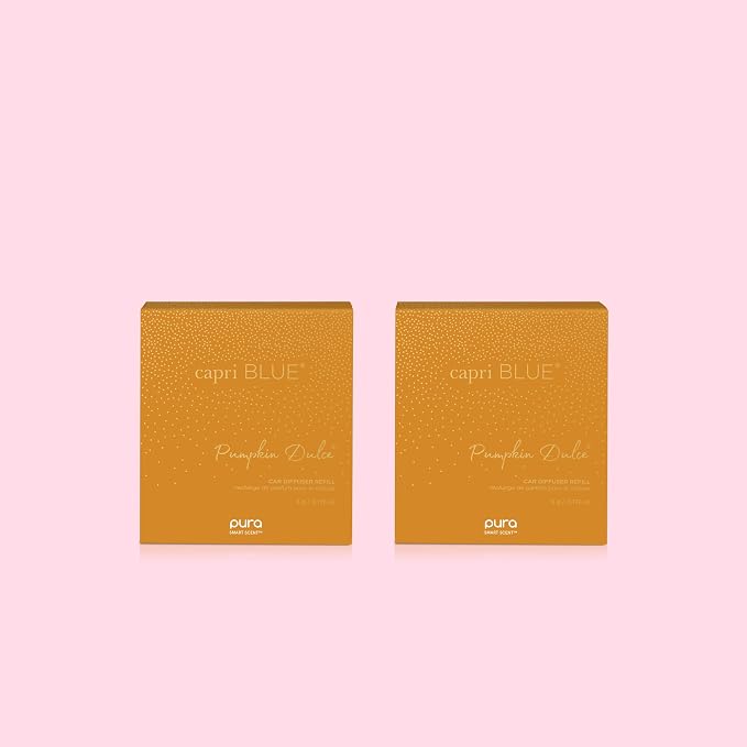 Capri Blue Pura Car Diffuser Refills - Includes 2 Car Air Freshener Diffuser Refills Only - Long Lasting Luxury Scented Fresheners - 2 Pack (Pumpkin Dulce)