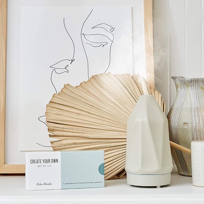 Edens Garden Tan Diamond Essential Oil Diffuser – Ultrasonic Stone Aromatherapy Diffuser with Cool Mist, Auto Shut-Off & LED Light – Stylish Humidifier for Large Rooms, Home & Office - Tan, 90 ml