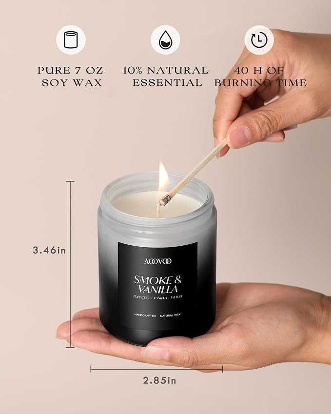 AOOVOO Scented Candles Set - 4 Pack Men Candles for Home Scented, 28 oz Soy Wax, 200 Hour Long Lasting Candle, Soy Candle Gifts Set for Men, Birthday, Valentine, Christmas, Anniversary Present