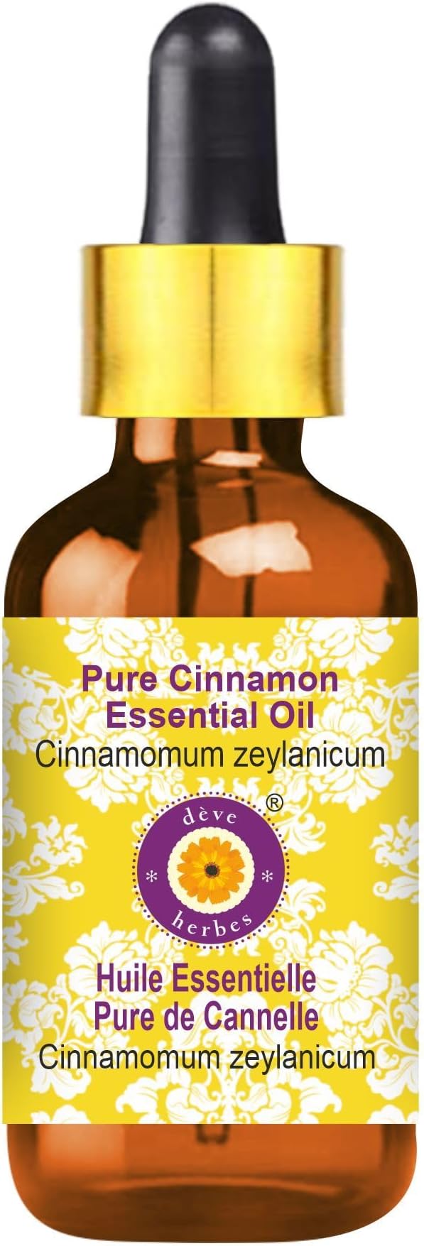 Deve Herbes Cinnamon Essential Oil (Cinnamomum zeylanicum) with Glass Dropper Pure | Non-Sticky | Non-Greasy | Lightweight | Men & Women | All Skin Types | Steam Distilled 15ml