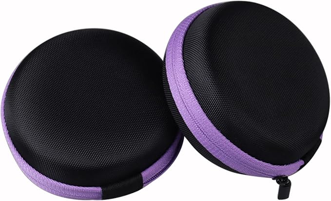 Glass Bottle Bundle Essential Oils Case Hard Round Carrying Case Storage Bag for 1ML 2ML Roller Bottles Oil Vial Bottles (12 Holes Purple)