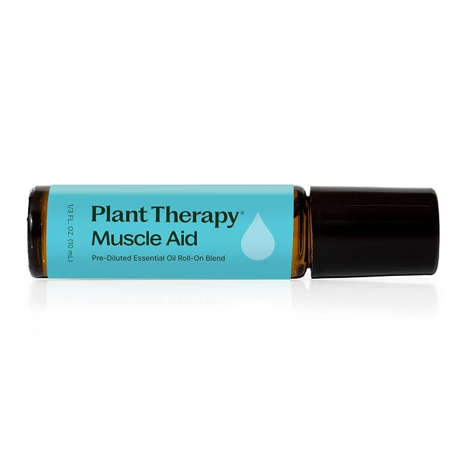 Plant Therapy Muscle Aid Essential Oil Blend Roll-On 10 mL (⅓ oz) Pre-Diluted, Cooling Muscle Relief
