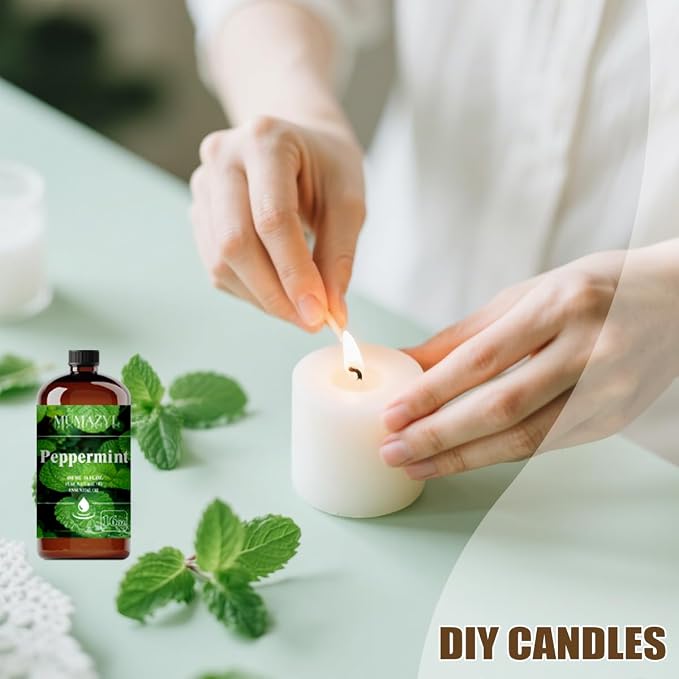 Peppermint Essential Oil, Peppermint Oil 16 Fl Oz 480ML for Diffuser Humidifier Yoga Cleaning DIY Candle Soap Making MUMAZYL Essential Oils