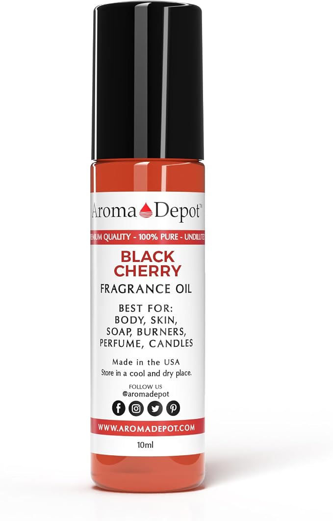 Aroma Depot Black Cherry Roll On Perfume Oil 10ml – Alcohol Free Fragrance Body Oil – Skin Safe, Phthalate Free, Travel Size 0.33 Fl Oz