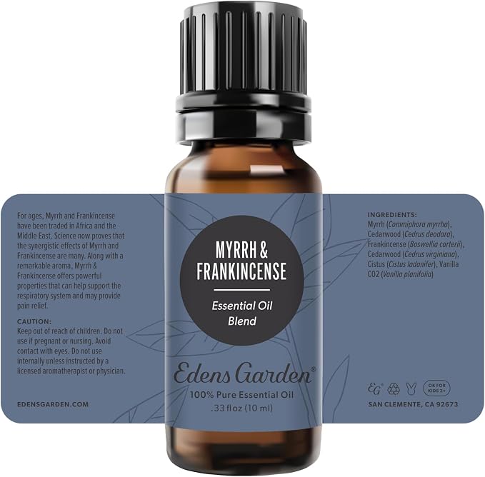 Edens Garden Myrrh & Frankincense Essential Oil Blend- 100% Pure Premium Grade, Undiluted, Natural, Therapeutic, Aromatherapy, The Best for Skin, Face, Kid Safe 10 ml (.33 fl oz)